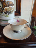 Flintridge China California Platinum Rose Teacup & Saucer