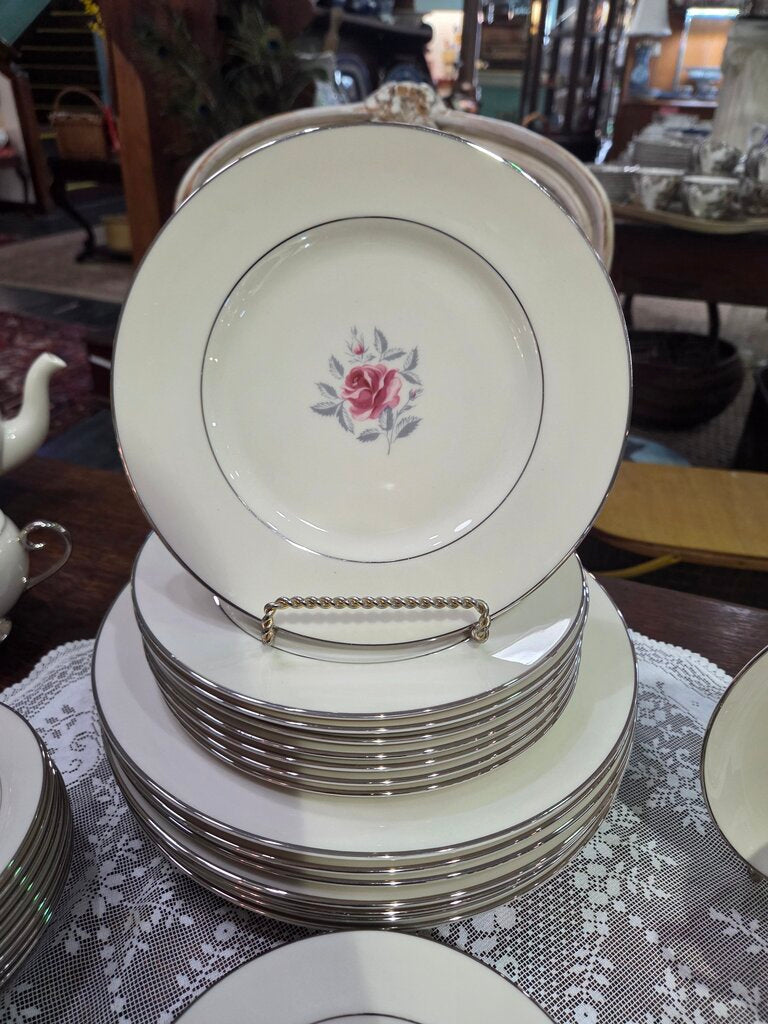 Flintridge China California Platinum Rose Service of 8 (53pc Set)