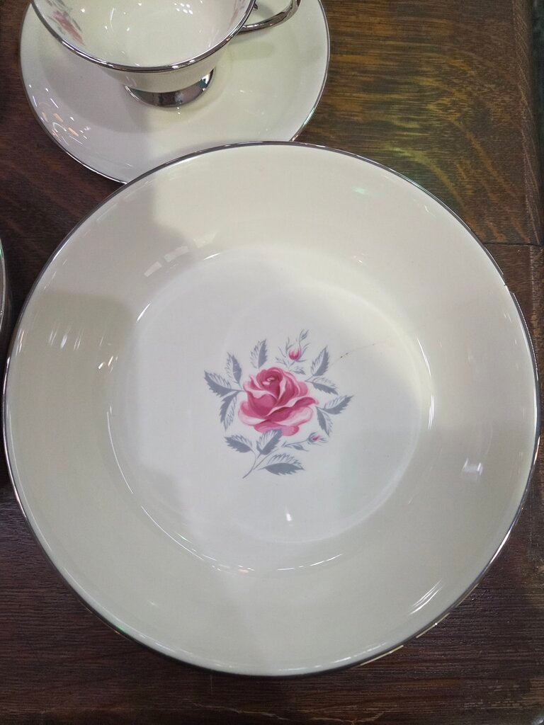 Flintridge China California Platinum Rose Service of 8 (53pc Set)
