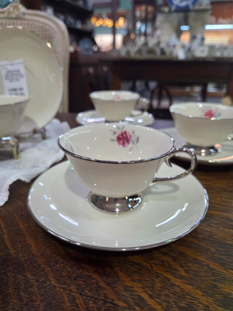 Flintridge China California Platinum Rose Service of 8 (53pc Set)