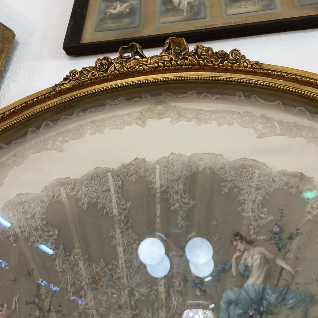 Mother Of Pearl Cherub Scene,silk Fan