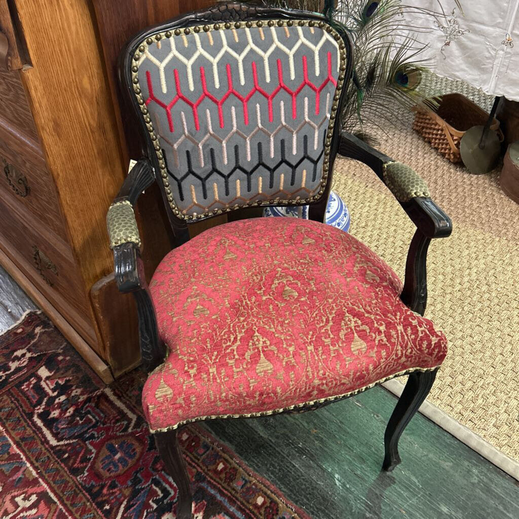 Chair- Red/gold Reuphoistered Chair