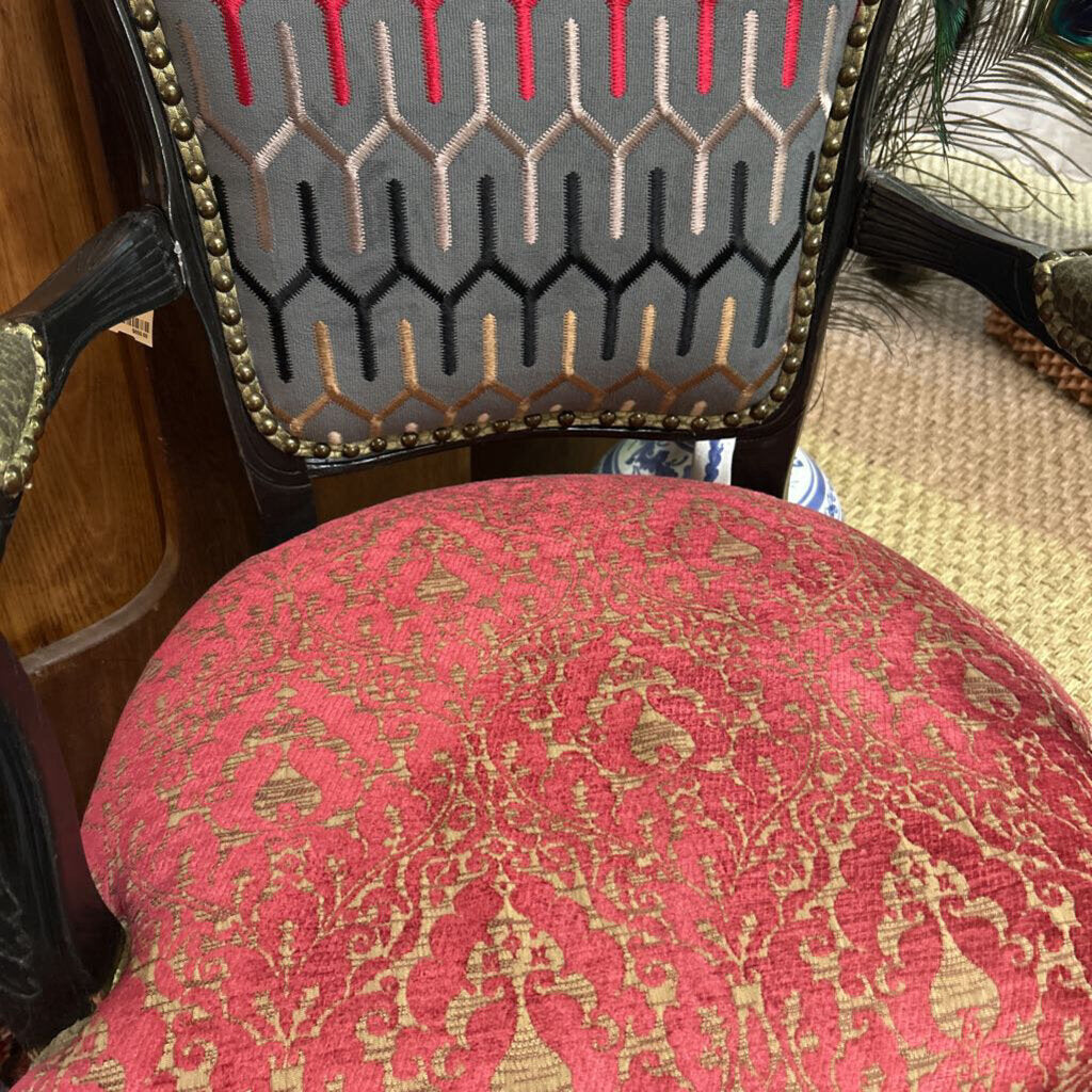 Chair- Red/gold Reuphoistered Chair