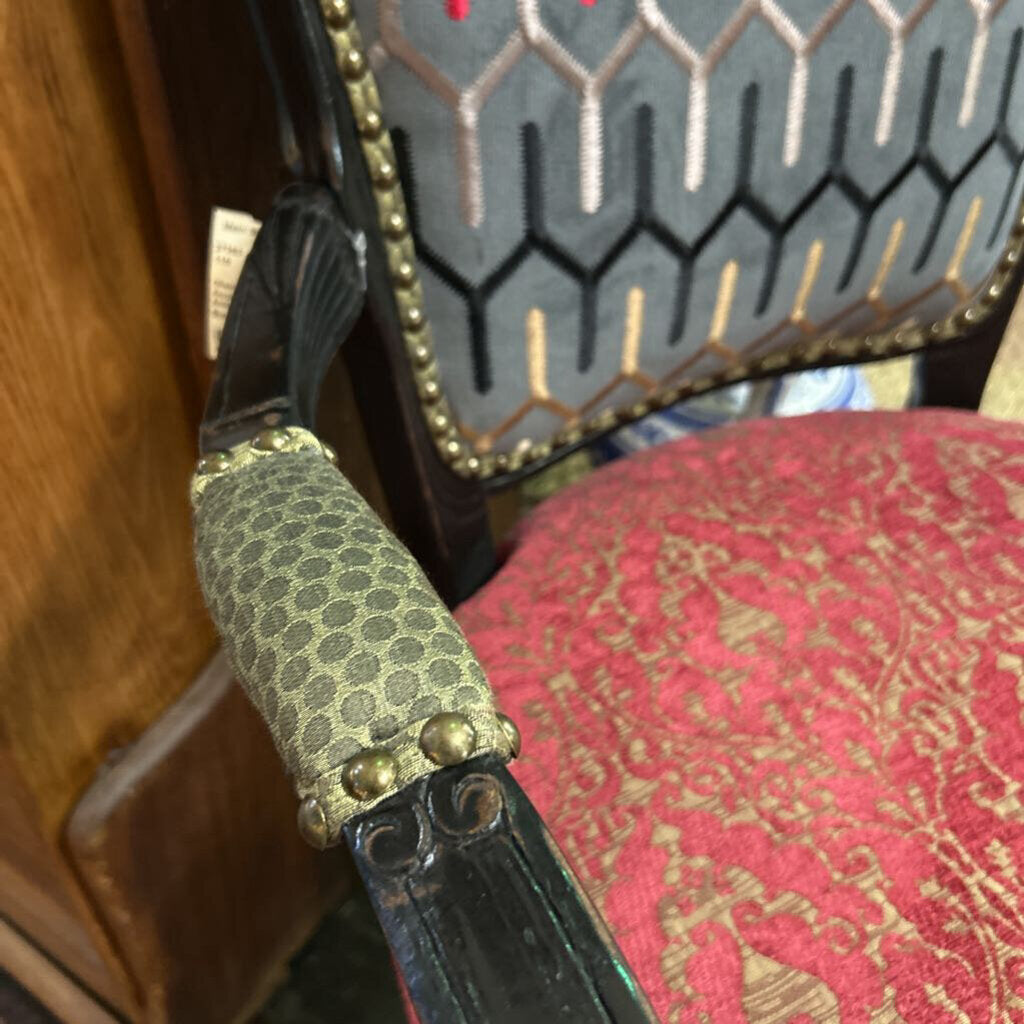 Chair- Red/gold Reuphoistered Chair