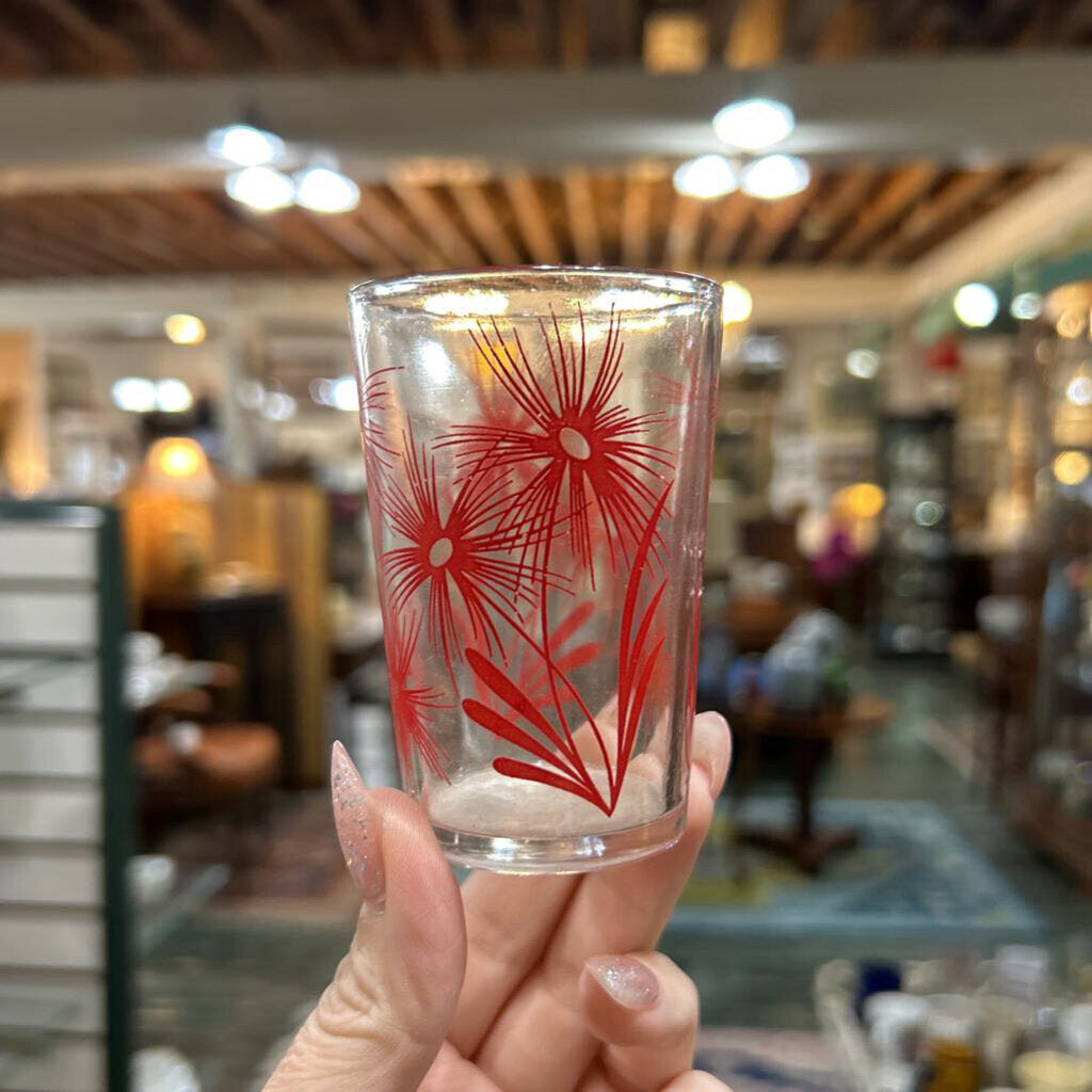 Swanky Glass Red Flower 1950s