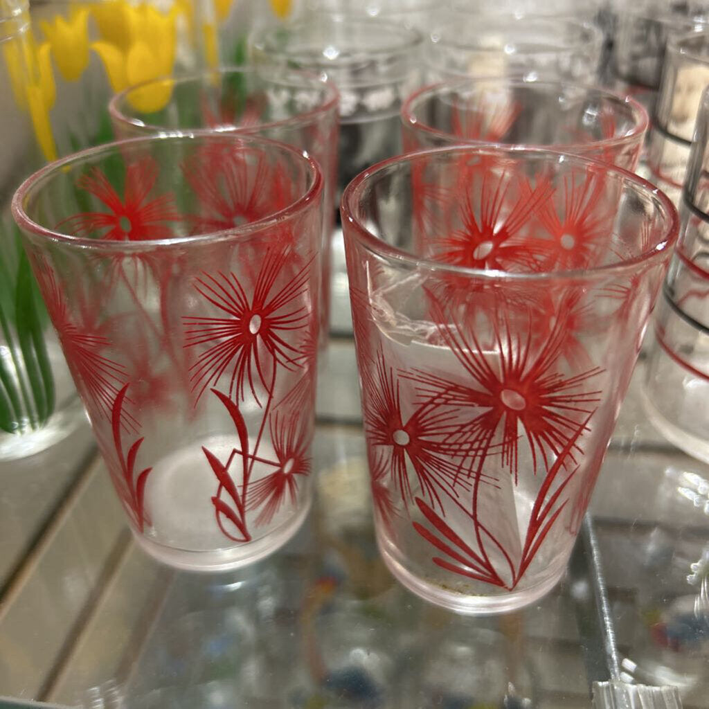 Swanky Glass Red Flower 1950s