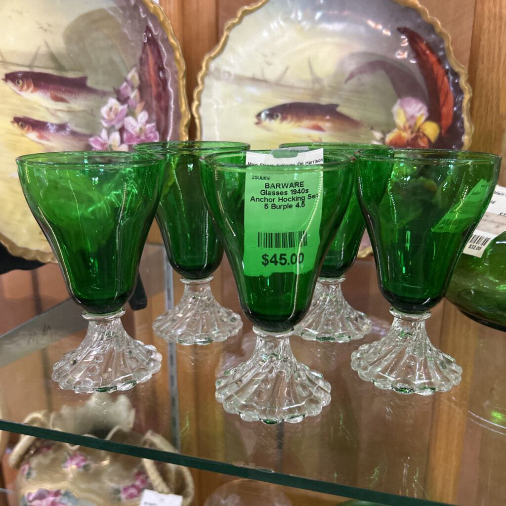 Glasses 1940s Anchor Hocking Set 5