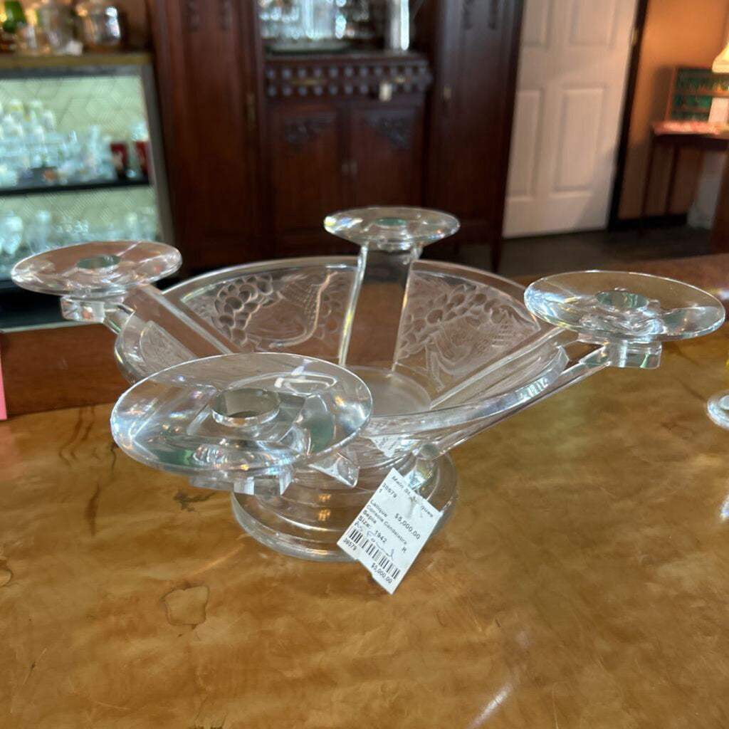 Lalique signed "Faisan" Crystal Console Candelabra c.1942