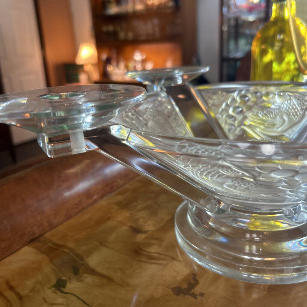 Lalique signed "Faisan" Crystal Console Candelabra c.1942