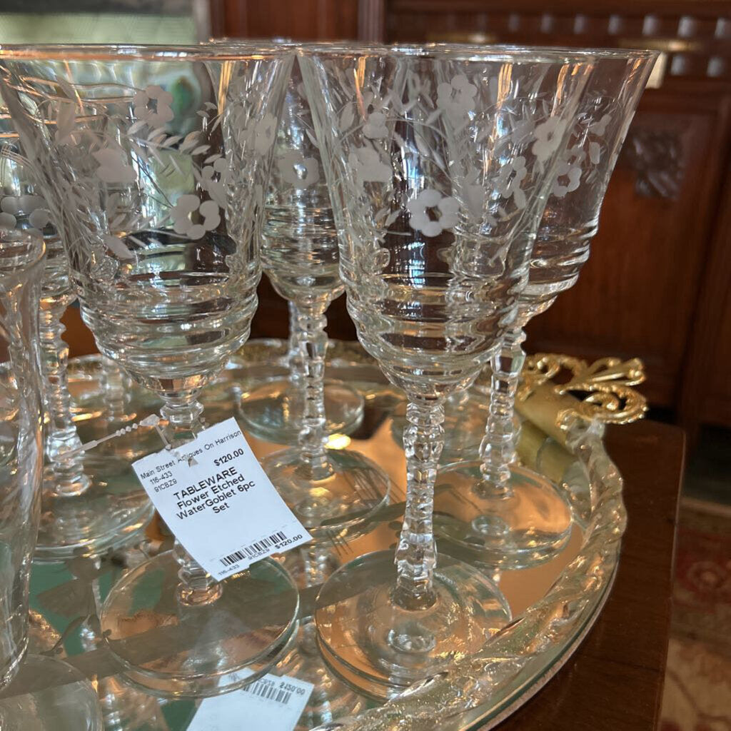 Flower Etched WaterGoblet