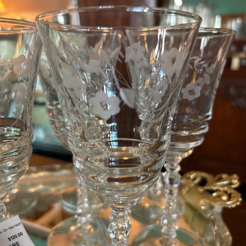 Flower Etched WaterGoblet