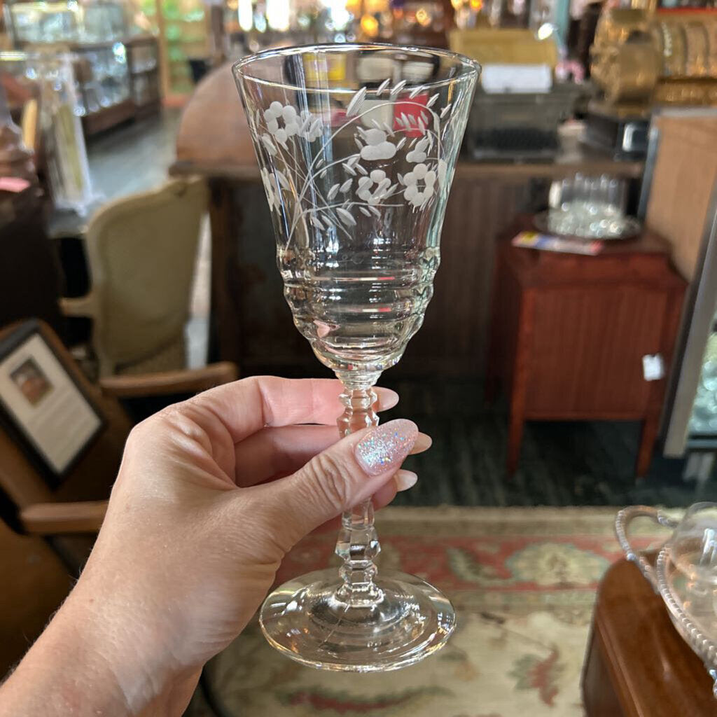 Flower Etched WaterGoblet