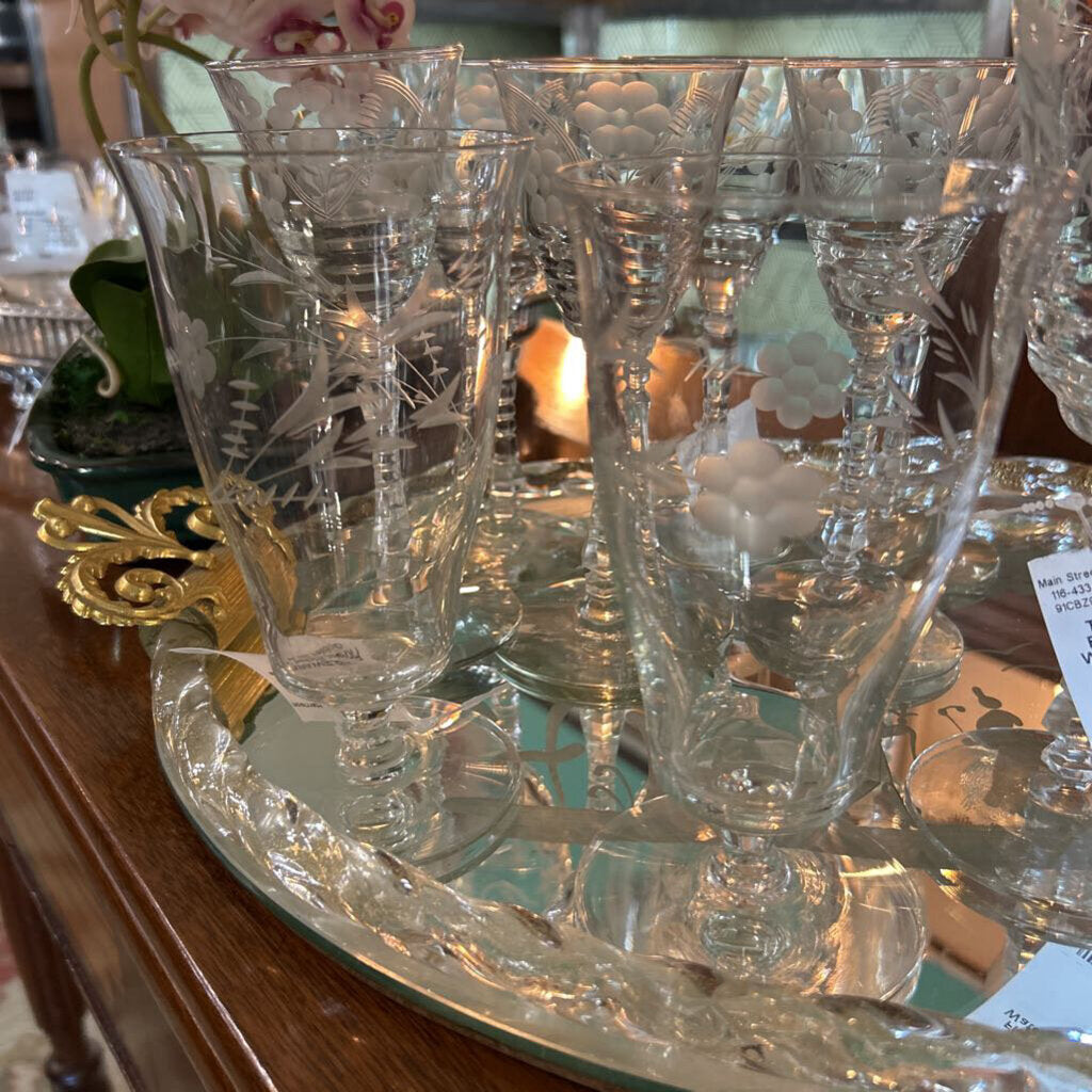 Flower Etched Tea Goblet