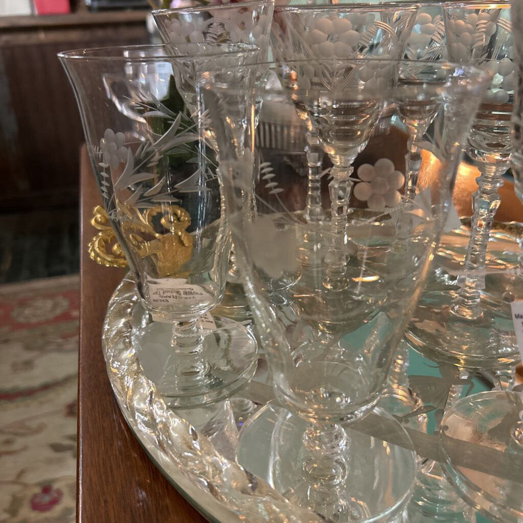 Flower Etched Tea Goblet