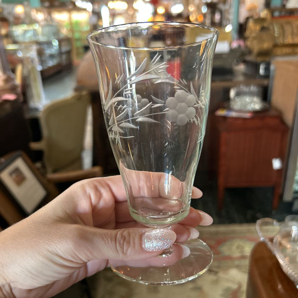 Flower Etched Tea Goblet