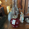 Vtg P&A Risdon Manufacturing, ruby red glass kerosene oil lamp.