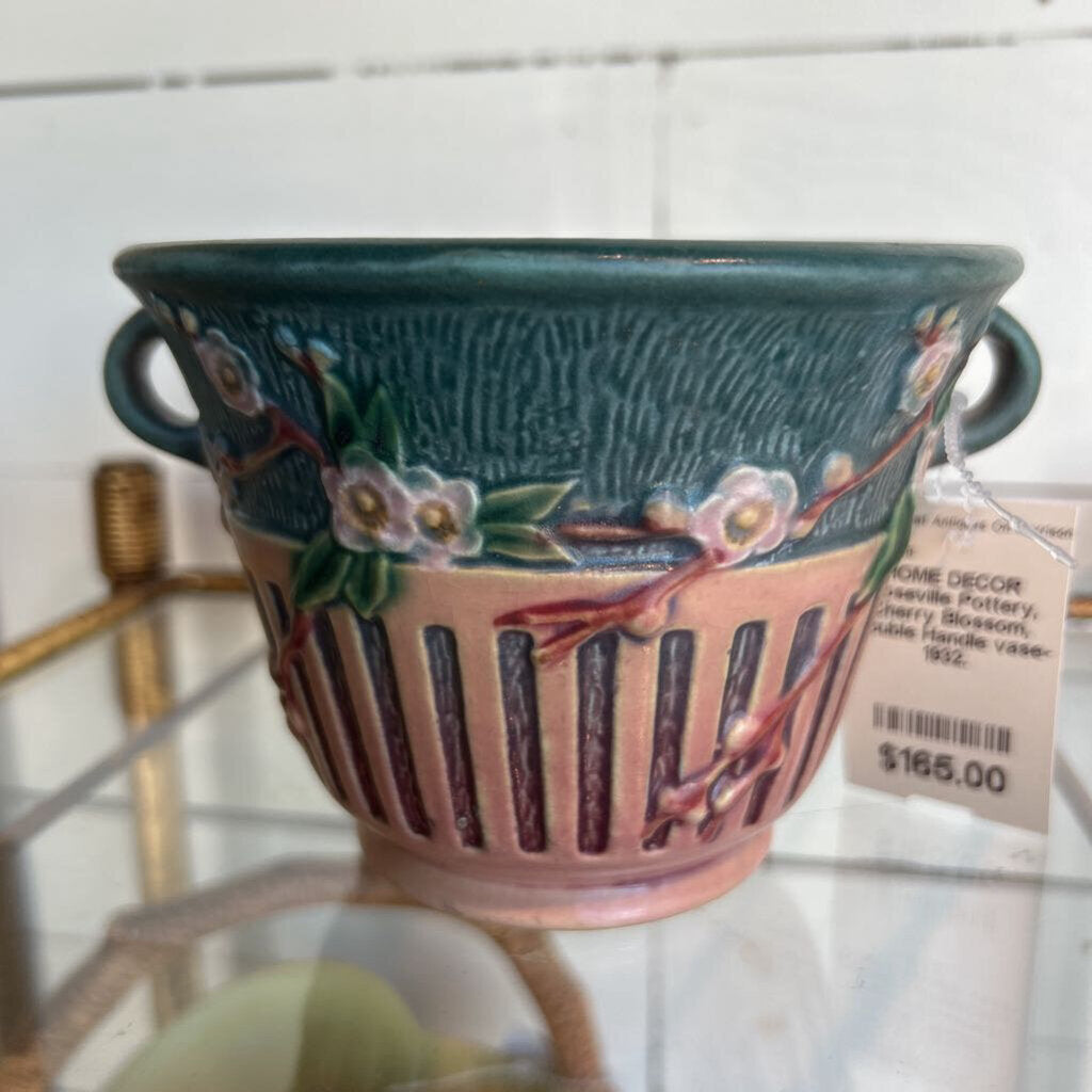 Roseville Pottery, Cherry Blossom, Double Handle vase c.1932.