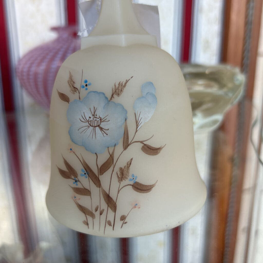 Fenton Art glass, satin custard bell-1970s wheat floral.