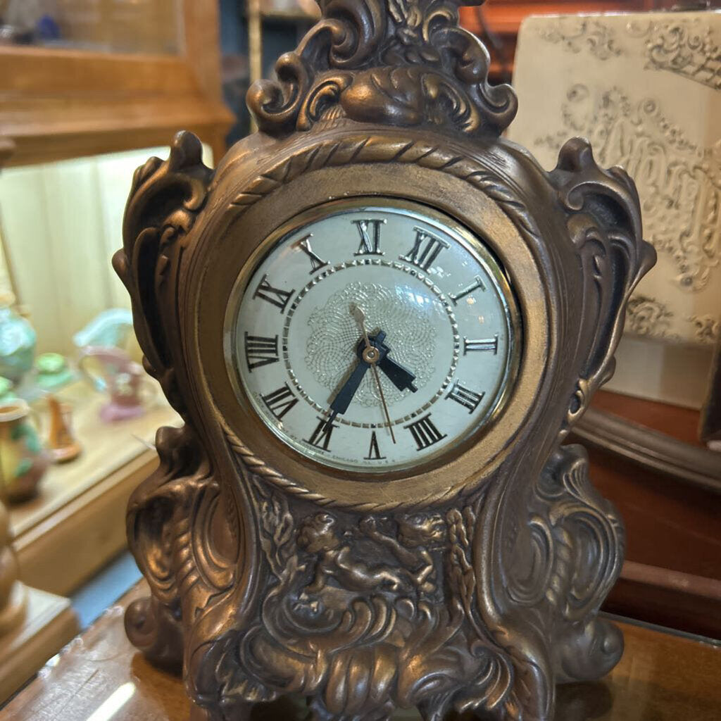 Vtg Lancashire electric mantel clock-chicago (works)
