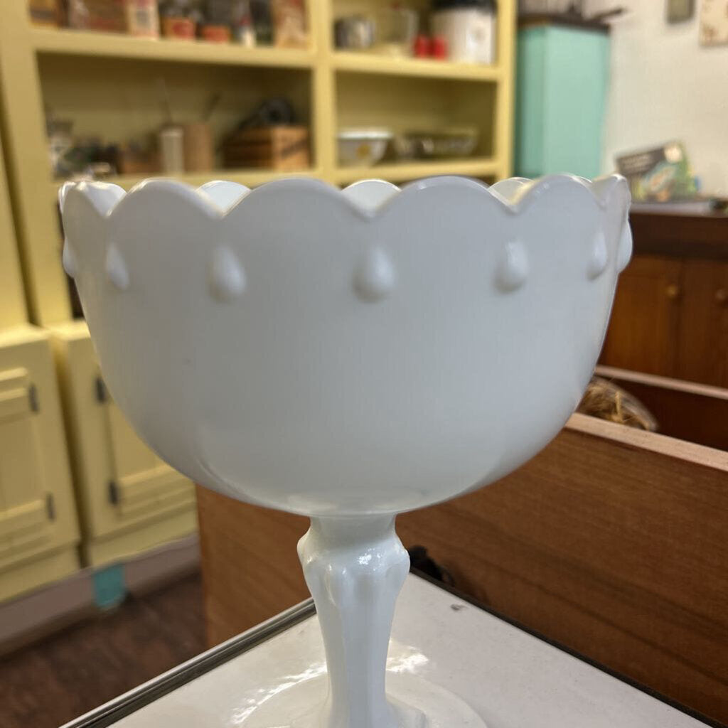 Indiana Glass Milk Glass Compote in the Tear Drop Pattern