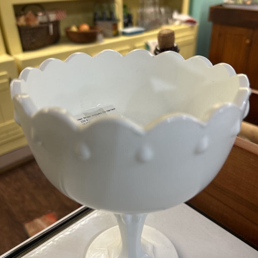 Indiana Glass Milk Glass Compote in the Tear Drop Pattern