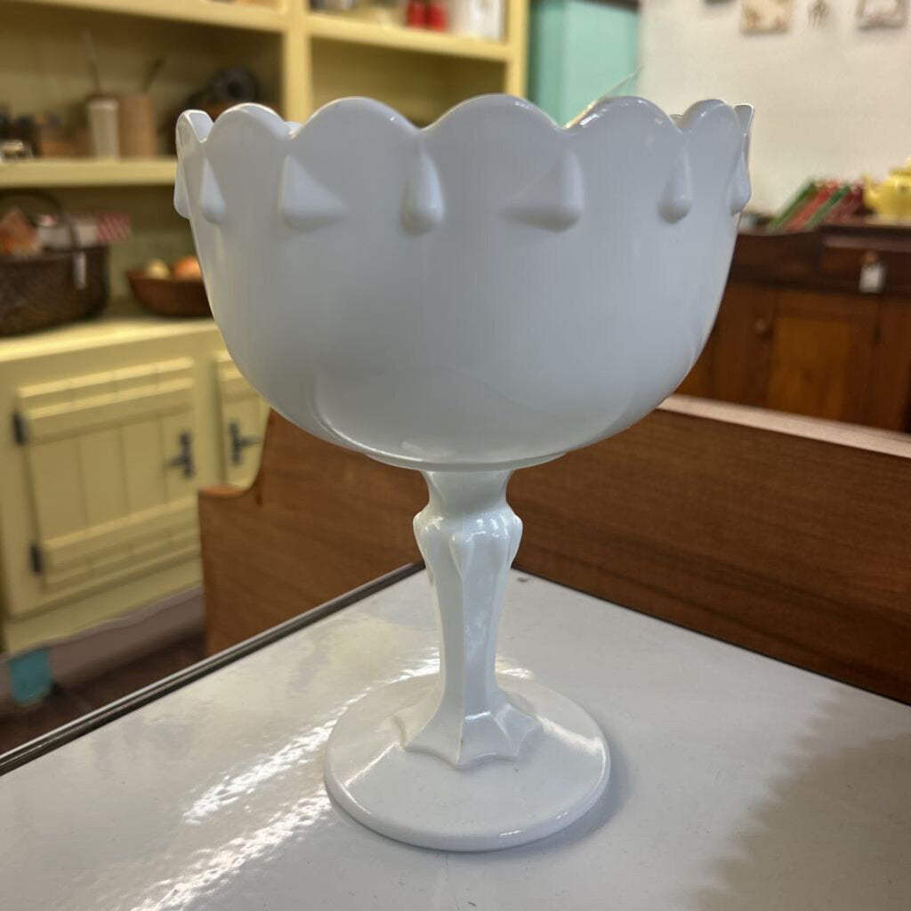 Indiana Glass Milk Glass Compote in the Tear Drop Pattern