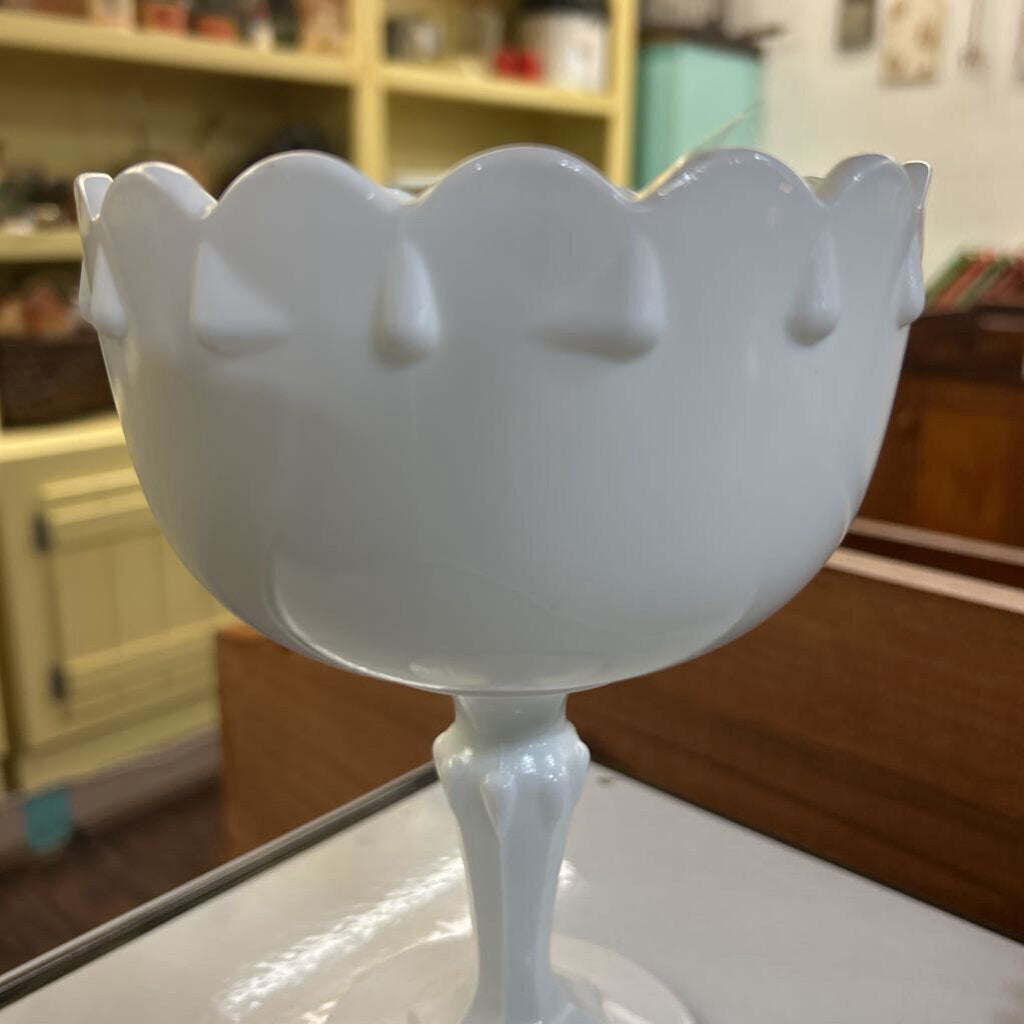 Indiana Glass Milk Glass Compote in the Tear Drop Pattern