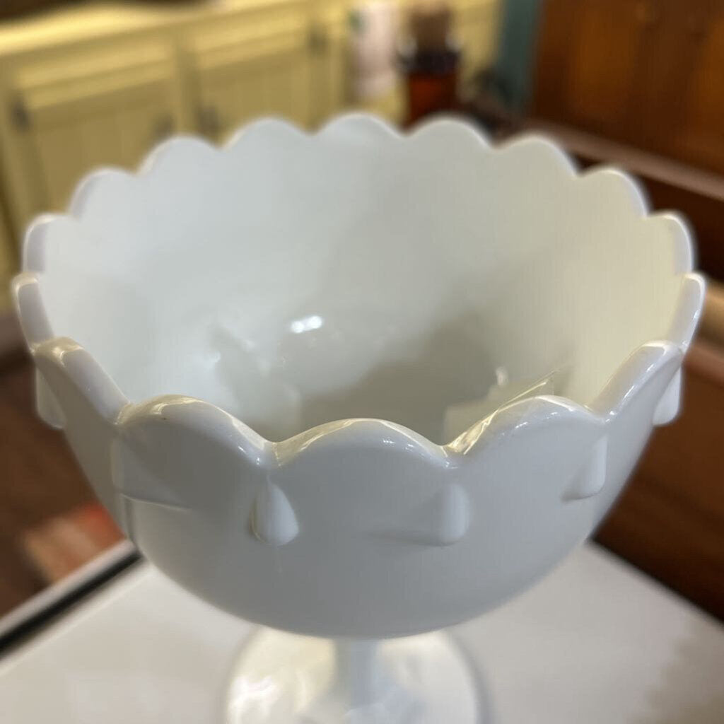 Indiana Glass Milk Glass Compote in the Tear Drop Pattern