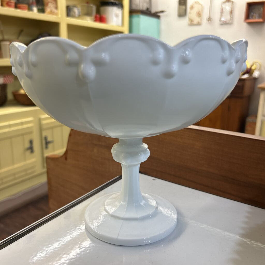 Indiana Glass Milk Glass Compote in the Tear Drop Pattern