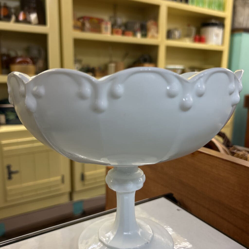 Indiana Glass Milk Glass Compote in the Tear Drop Pattern