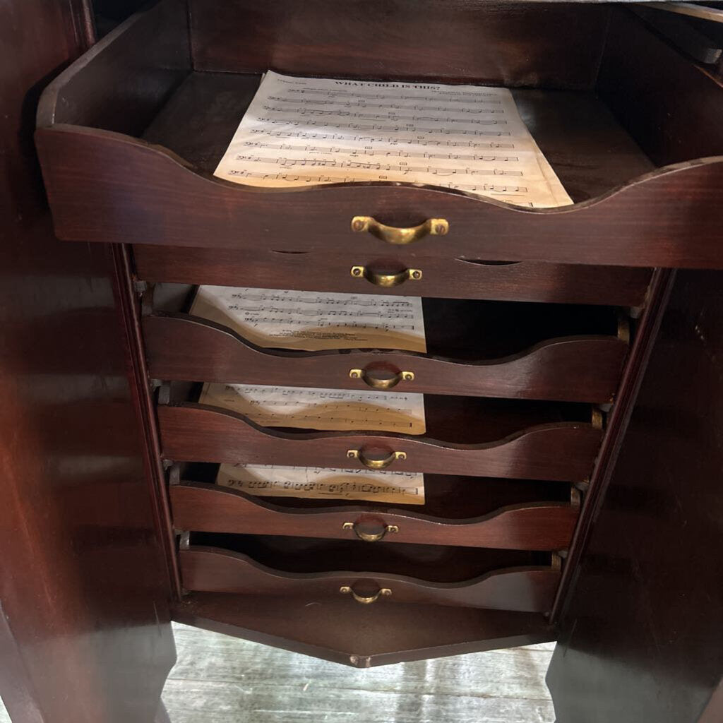 Antique Music Cabinet c.1900, Mahogany, Hand-painted