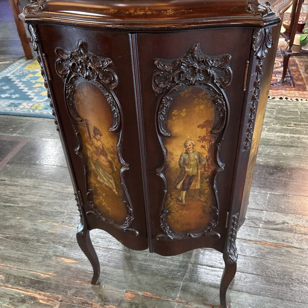 Antique Music Cabinet c.1900, Mahogany, Hand-painted