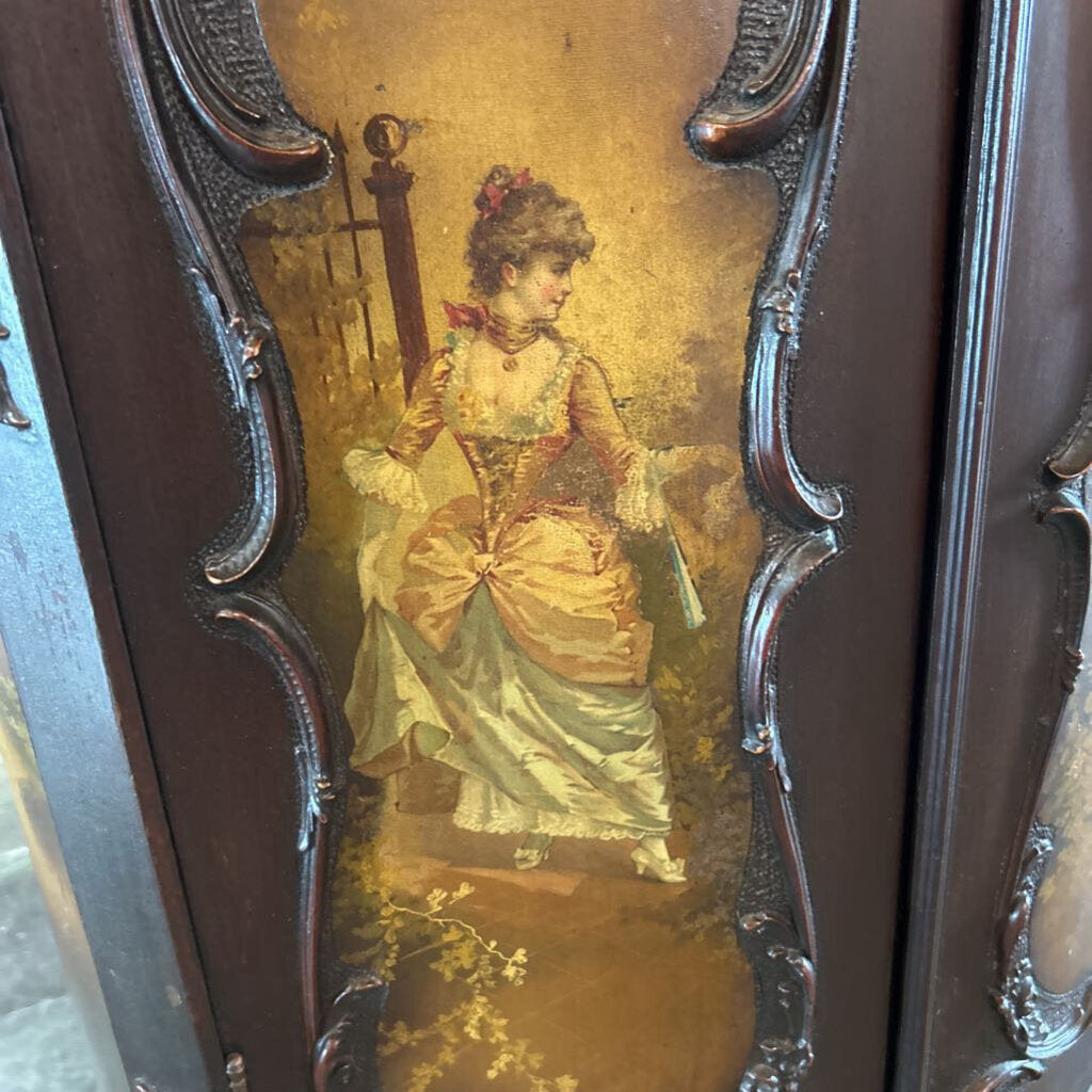 Antique Music Cabinet c.1900, Mahogany, Hand-painted