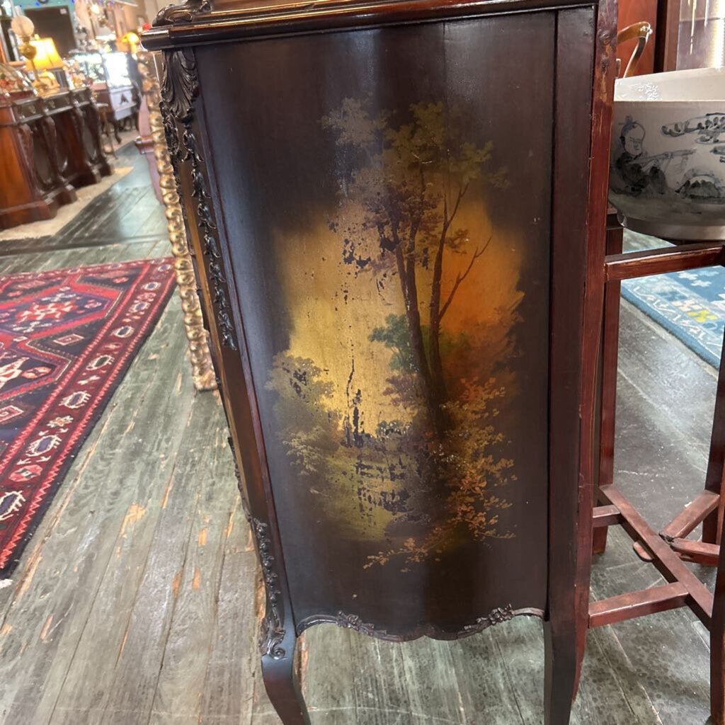 Antique Music Cabinet c.1900, Mahogany, Hand-painted