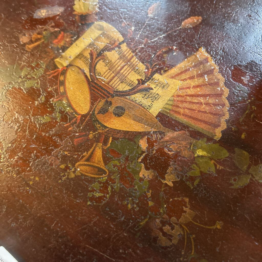 Antique Music Cabinet c.1900, Mahogany, Hand-painted