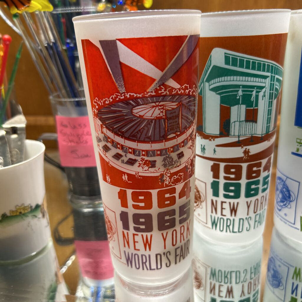 Vintage 1964-1965 New York World's Fair Frosted Glass Tumbler's Set Of 7