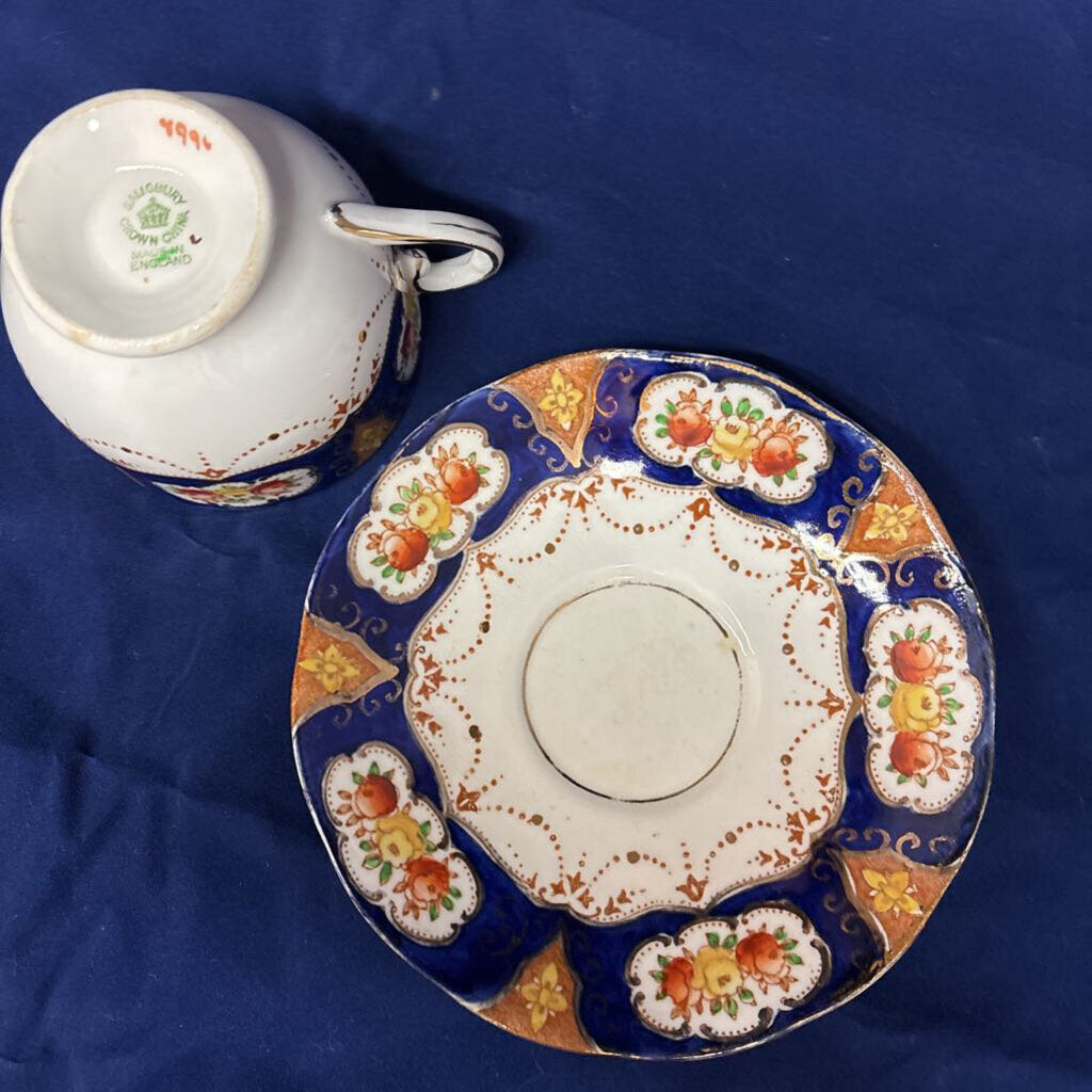 Salisbury Crown China, England, Imari Cup and Saucer; pattern numb 2348