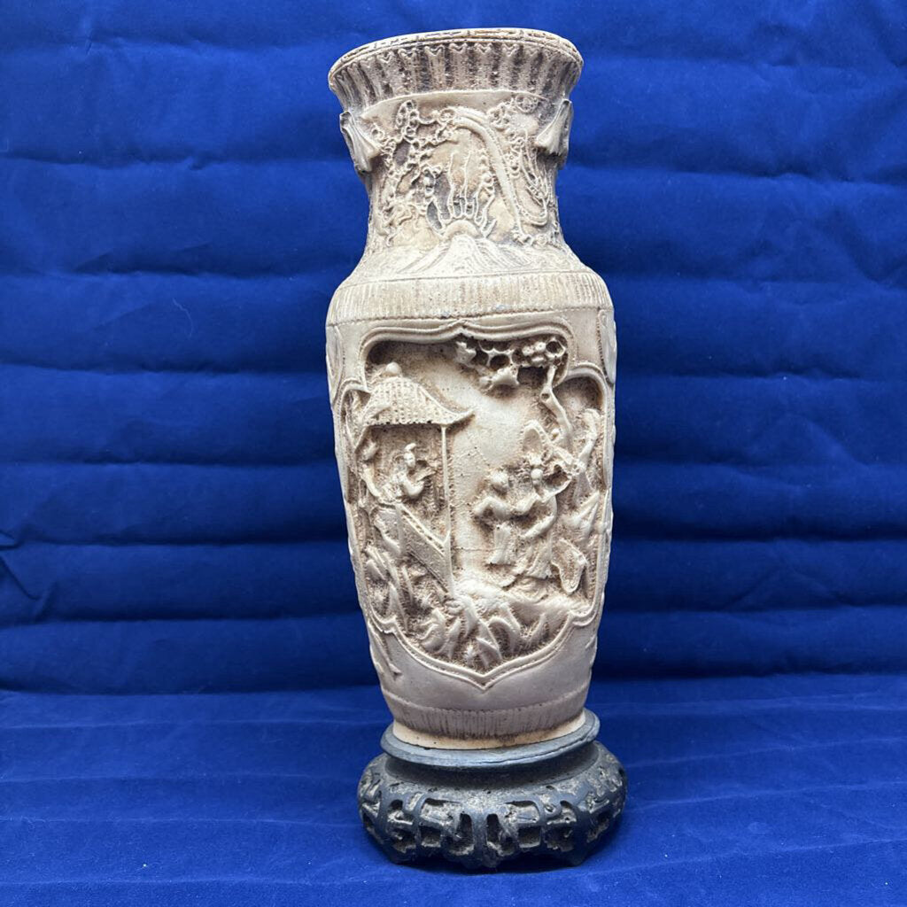 1960's Cast Resin Chinoiserie Vase