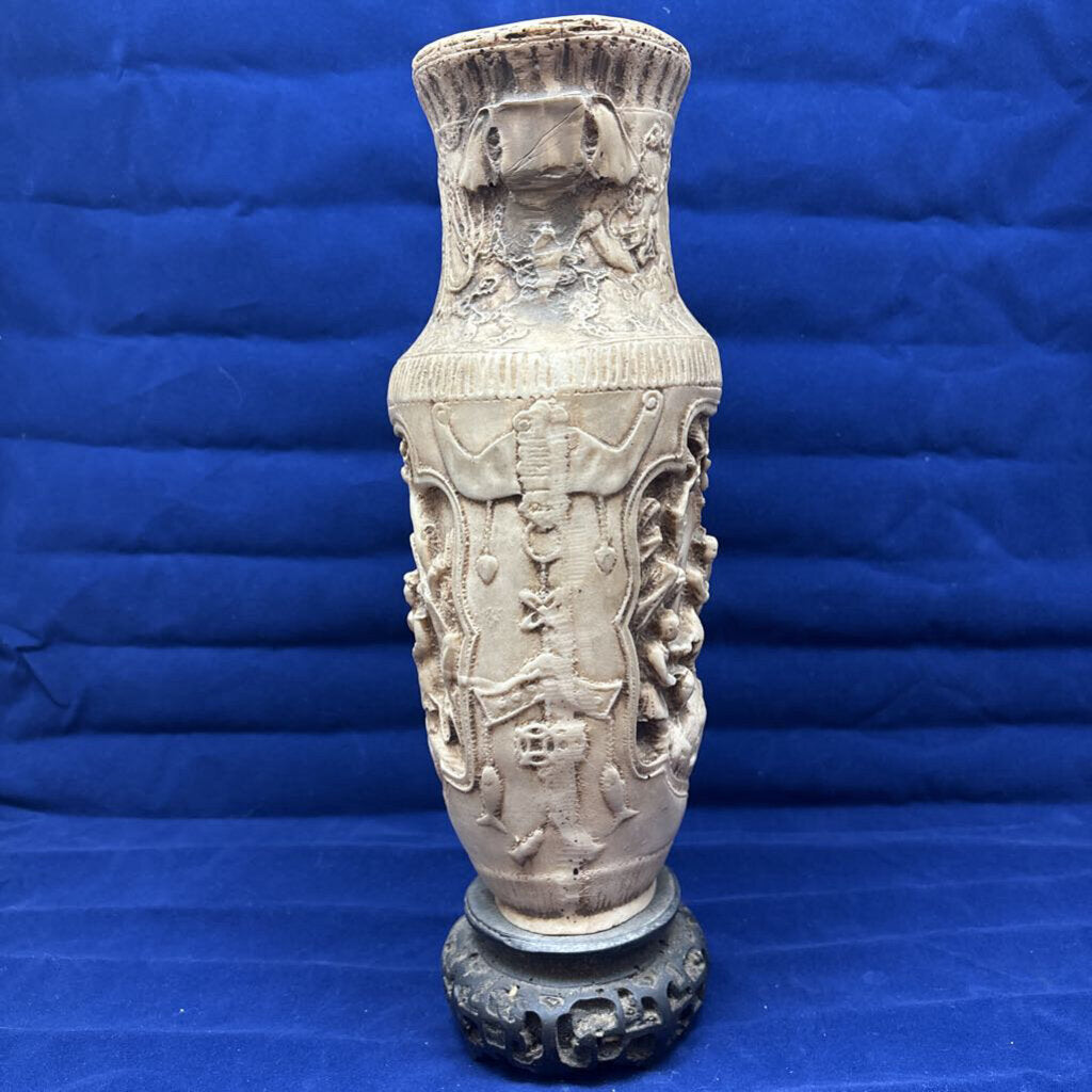 1960's Cast Resin Chinoiserie Vase