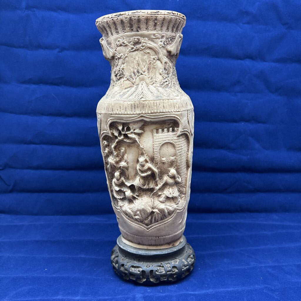 1960's Cast Resin Chinoiserie Vase