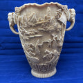 Mid Century Cast Resin Chinoiserie Vase with Elephant Handles.