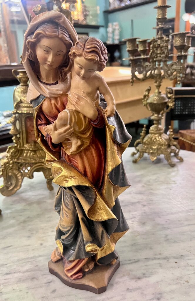 Italian Hand-Carved Madonna & Child c.1950s