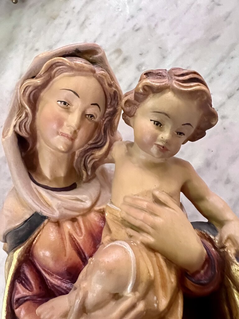 Italian Hand-Carved Madonna & Child c.1950s
