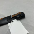 Vtg African letter opener featuring a dark wood handle hand-carved into a tribal head design.
