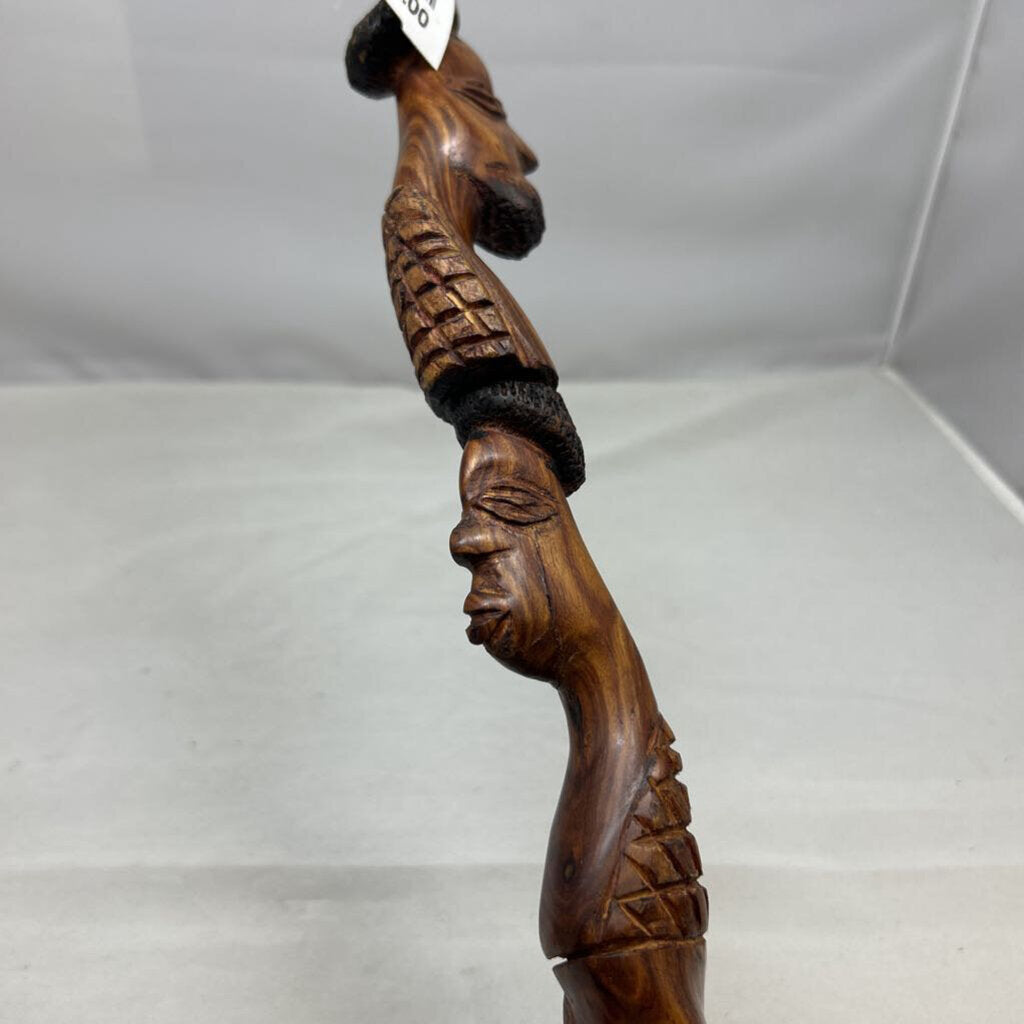 Hand Carved African Walking Stick Wooden Cane
