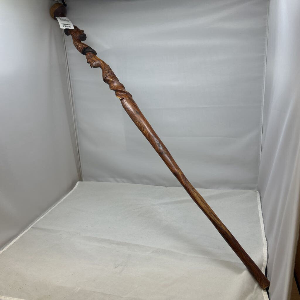 Hand Carved African Walking Stick Wooden Cane