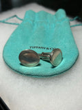 Tiffany & Co Sterling Silver Oval Engine Turned Cuff Links