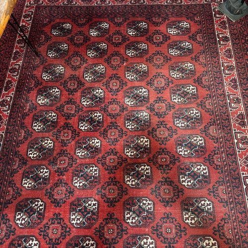 100% wool Turkmen Tribal Bokhara rug; 6.75' x 9.5'