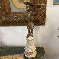 Venetian Style Monkey Candelabra; Brass & Porcelain; Contemporary