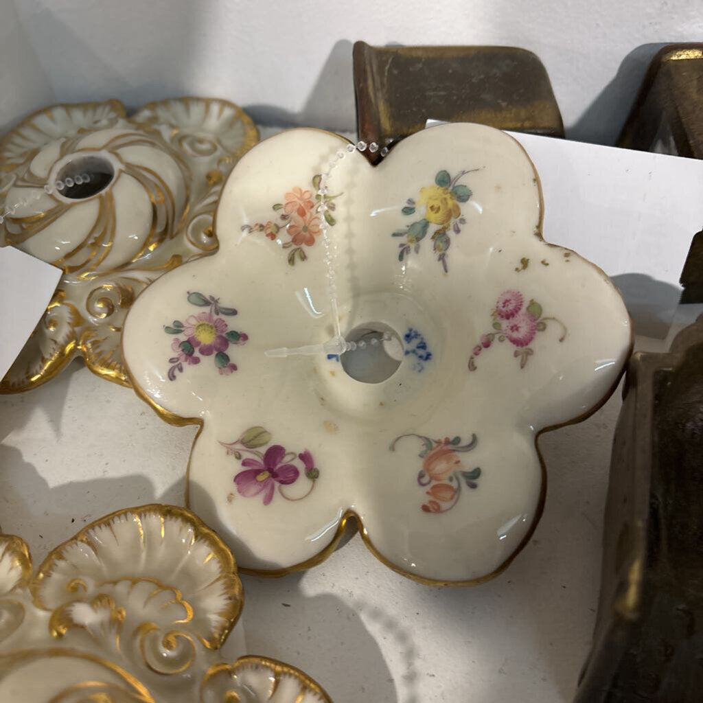 Continental, German Porcelain Bobeche/ drip trays for Candelabra; circa 1890-1910